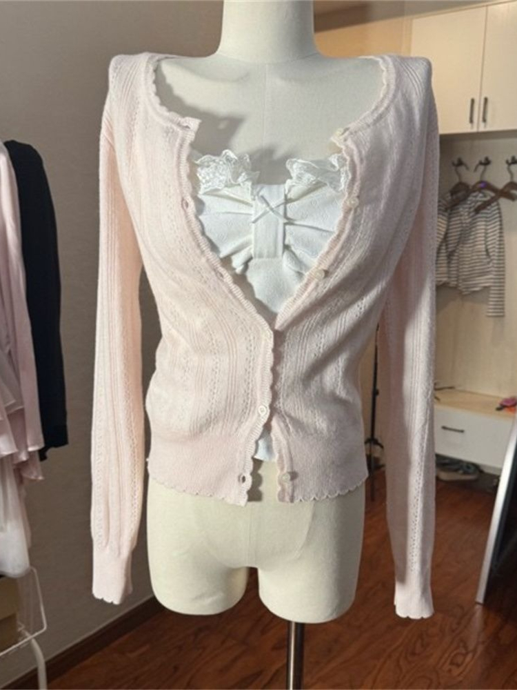 한국 패션 슬림핏 화이트 레이스 리본 롱 러플 슬리브  - Cami Top Lace 리뷰 및 가격